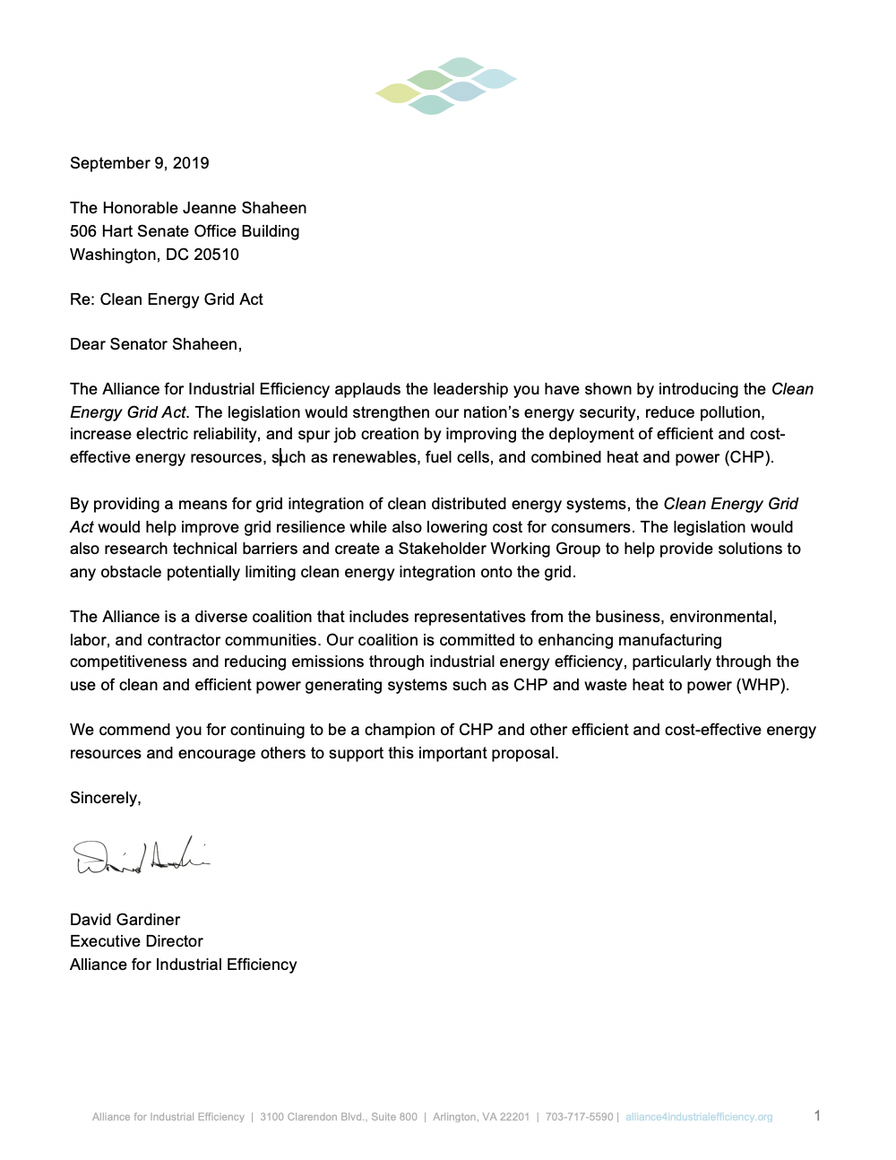 Letter of Support for Clean Energy Grid Act – Combined Heat and Power ...