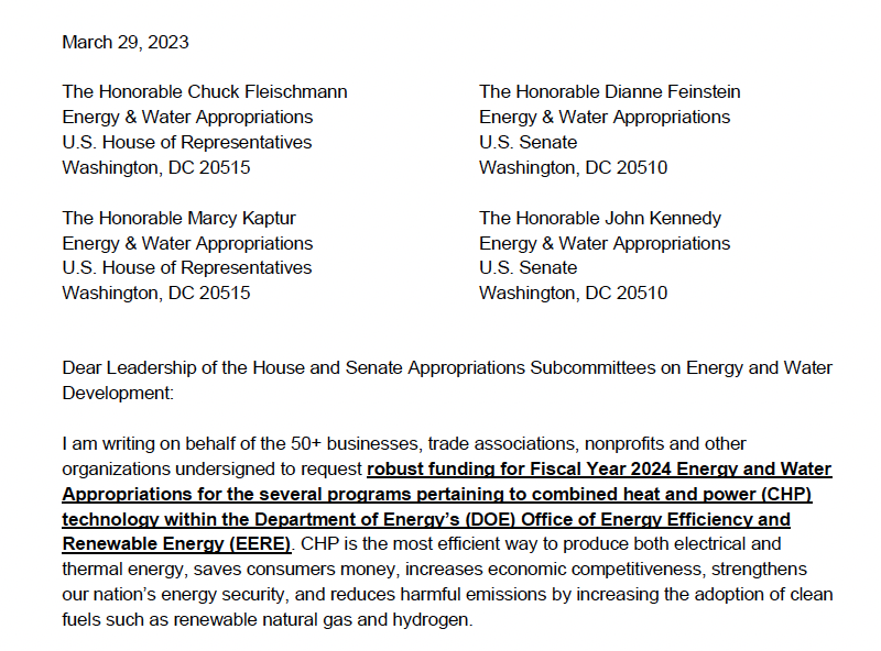 Alliance and 50+ Organizations Urge Congress to Support CHP Funding in Fiscal Year 2024